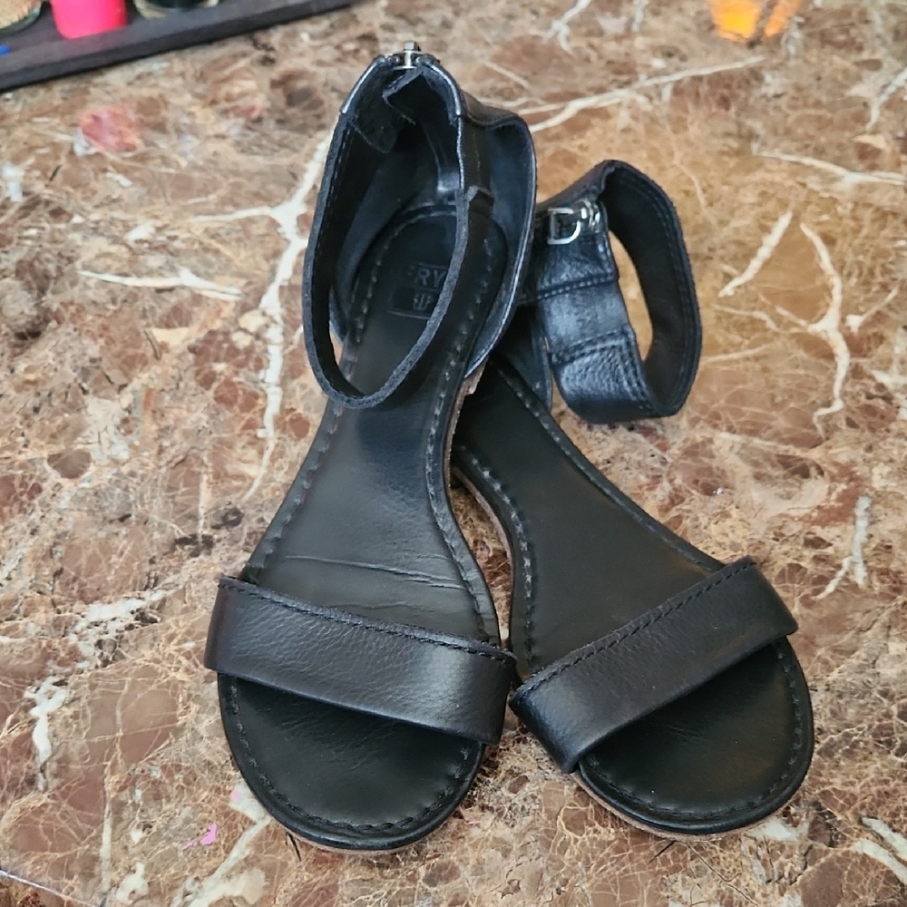 Frye Black Leather Ankle Strap Sandals - Picture 7 of 7
